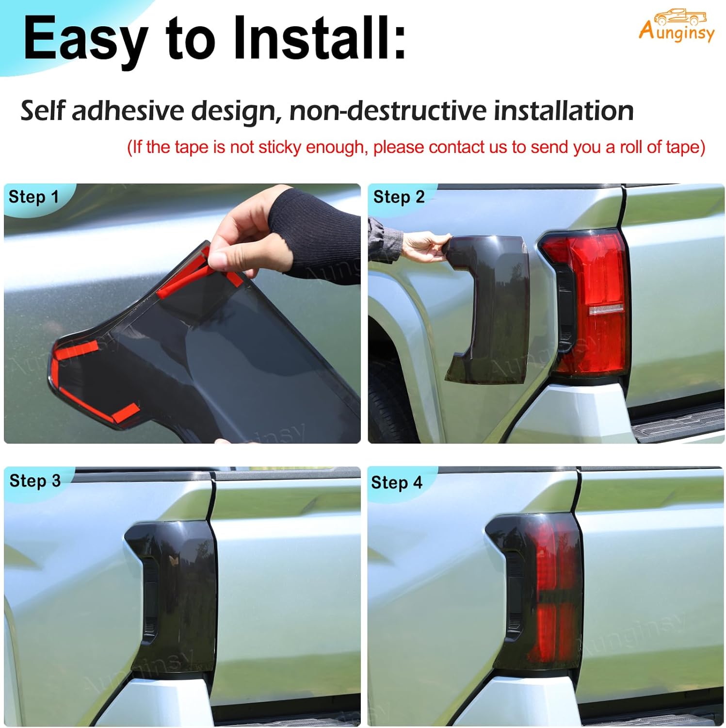 Aunginsy Tail Light Lamp Cover Compatible with Toyota Tacoma 2024-2026, Rear Taillight Lamp Cover Shell Shade Smoked Black Frame Bezels Trim Cover Rear Headlight Protection Cover Exterior Accessories