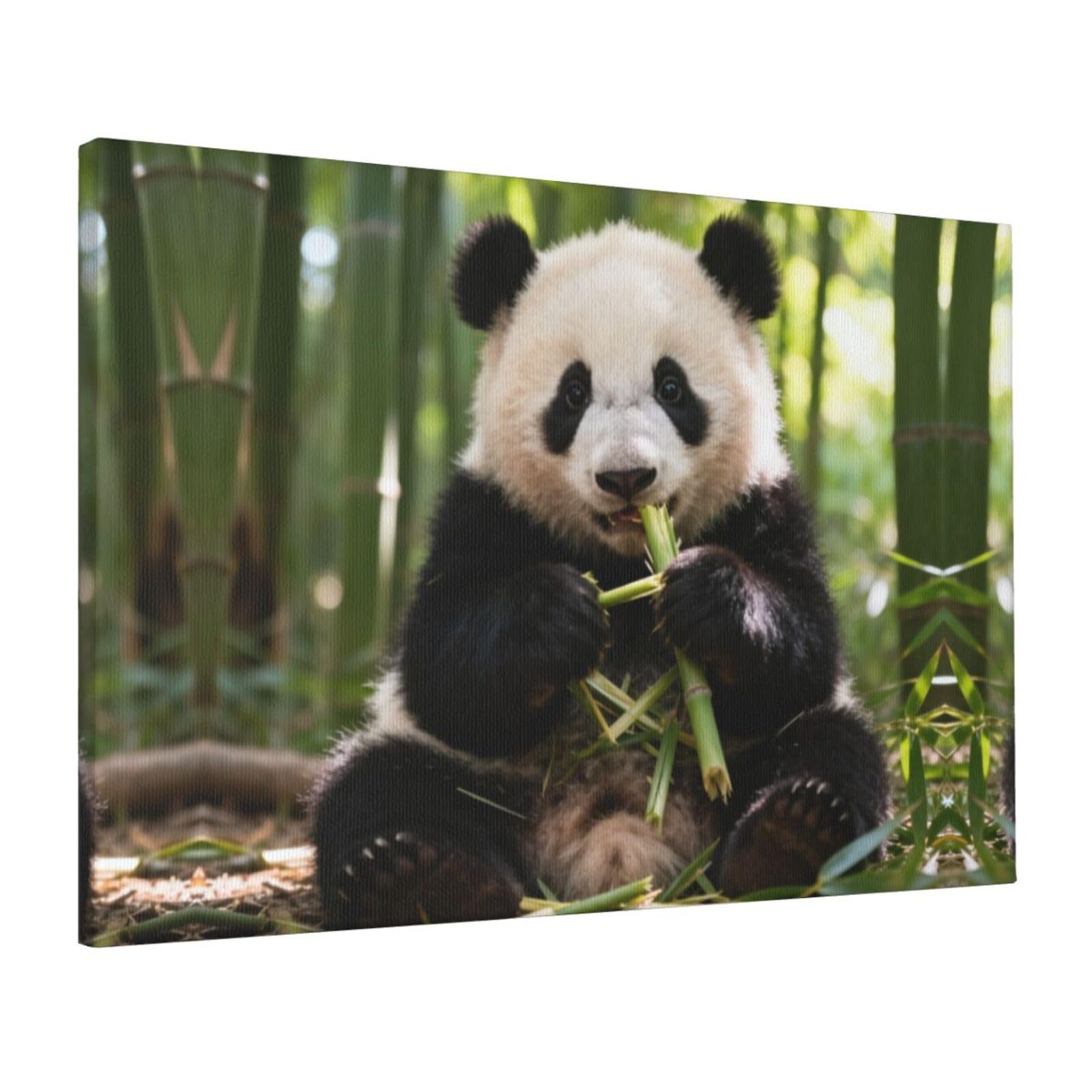 CNTDBU Cute panda Canvas Wall Art 16x24 Inch-Large Modern Painting Print for Living Room, Framed Ready to Hang Artwork for Bedroom