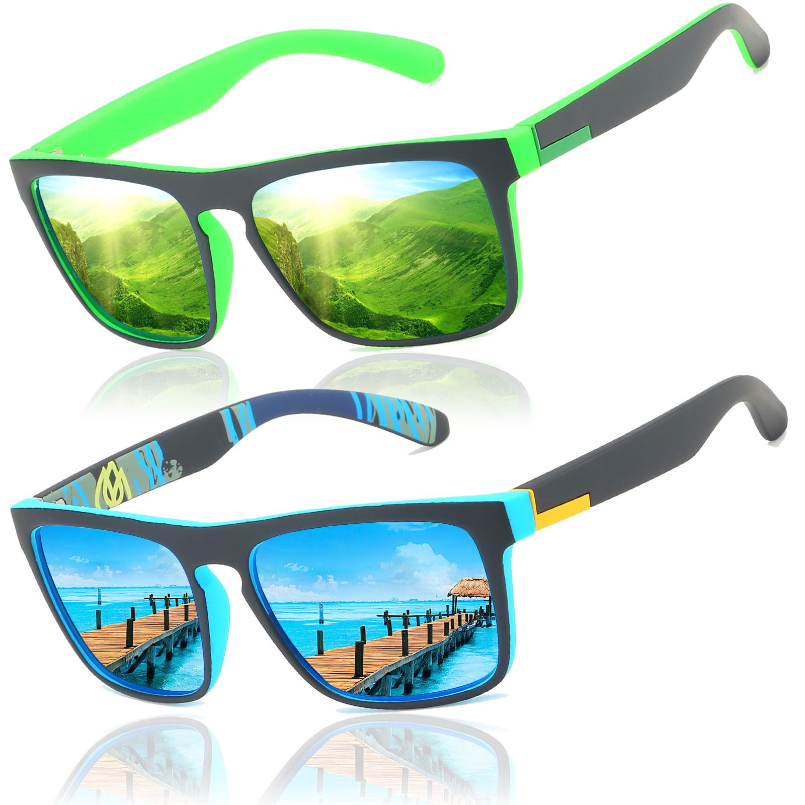 LEDING&BEST Gafas de sol polarizadas Hombre Mujere/verano Aire libre Deportes Golf Ciclismo Pesca Senderismo 100% Protección UV400 Gafas para Conducción