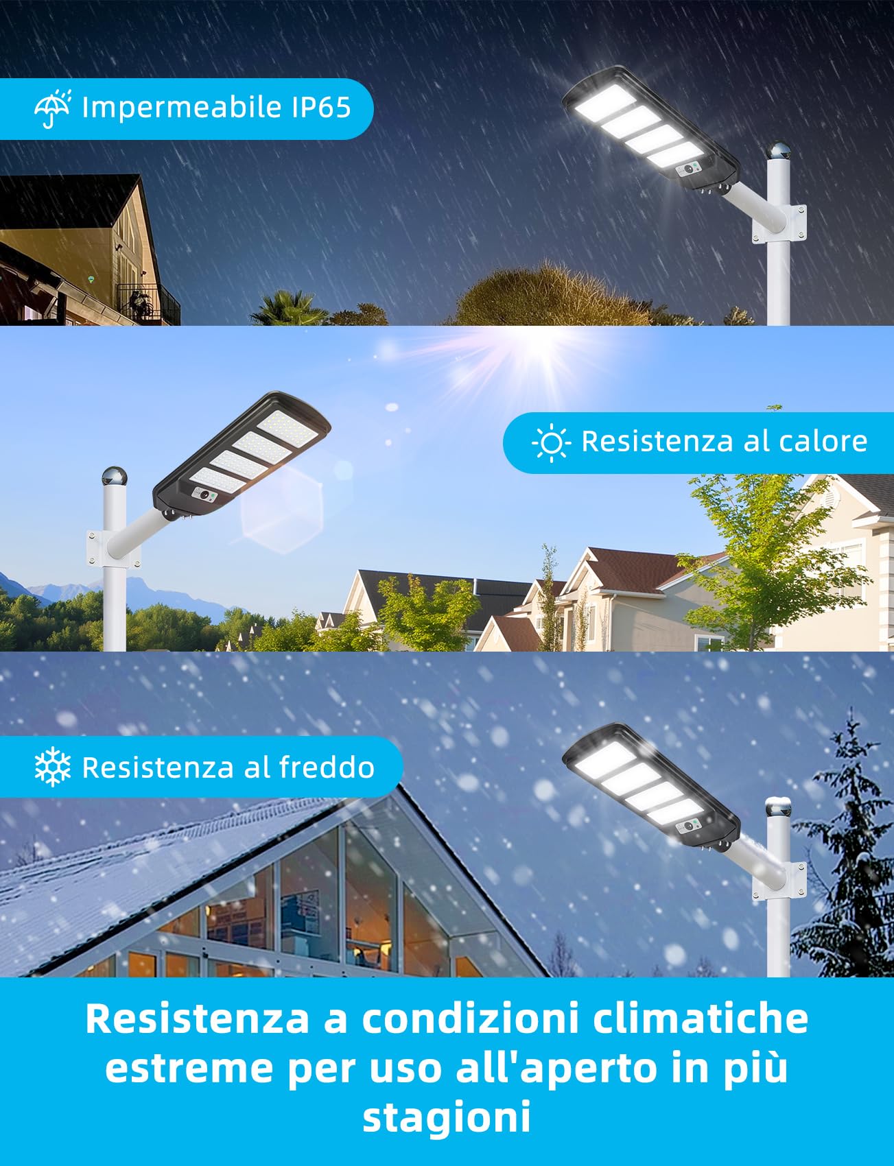 Aigostar- 2Pz 200W Lampione Solare da Esterno con Sensore di Movimento, Telecomando, Impermeabile IP65, 2000LM Luce Fredda 6500K, Lampioni Solari LED per Giardino, Cortile, Strada,Non Include il Palo