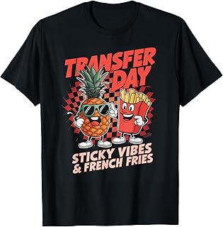 Groovy Transfer Day Sticky Vibes IVF Couple Embryo T-Shirt