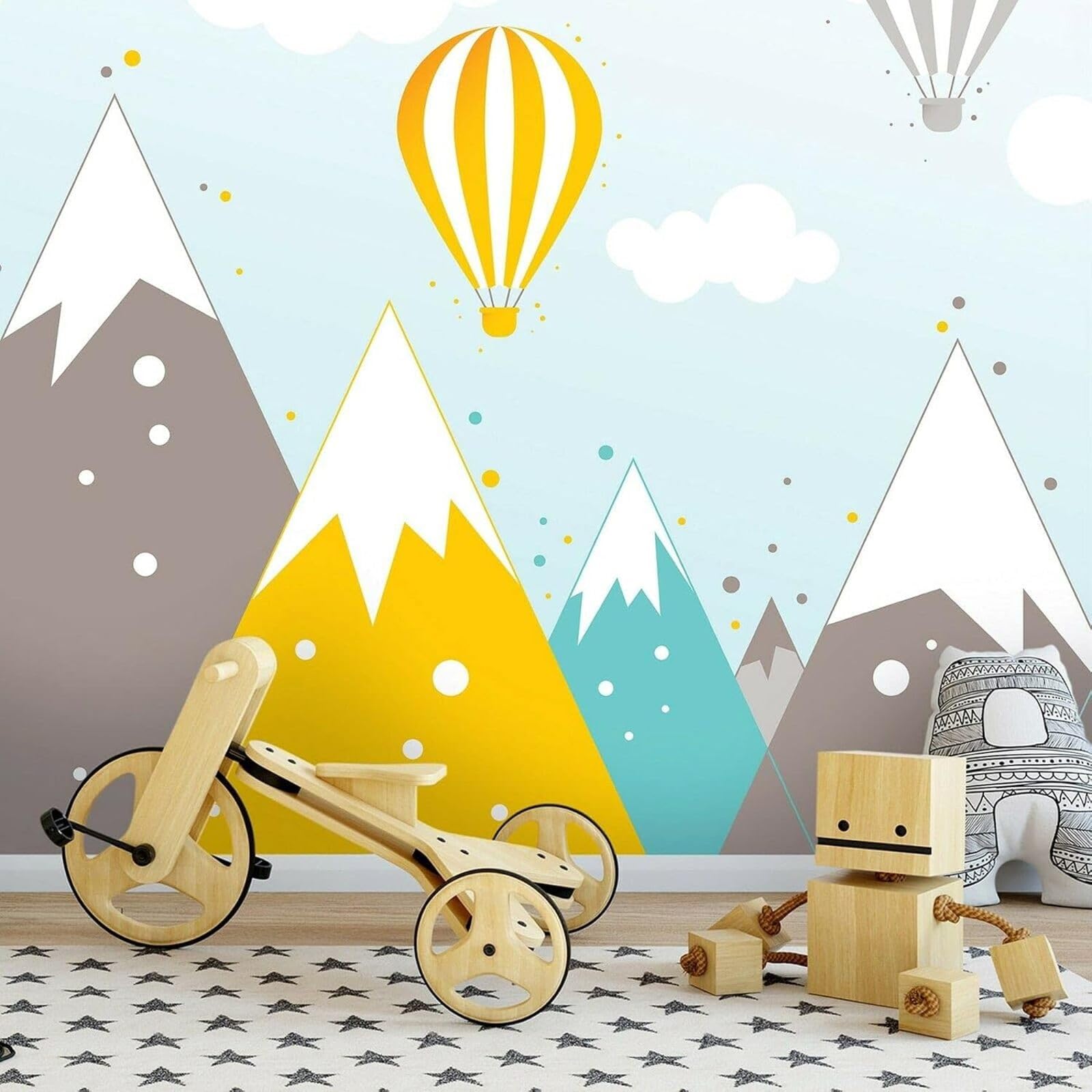 Kfjhgbdshhj Girls 3D Mural Photo Mural-Wallpaper Photographic For Children's Room Mountains Balloons Scandinavian Wall,430Cmx300cm Poster - Wall Sticker - Frameless Picture