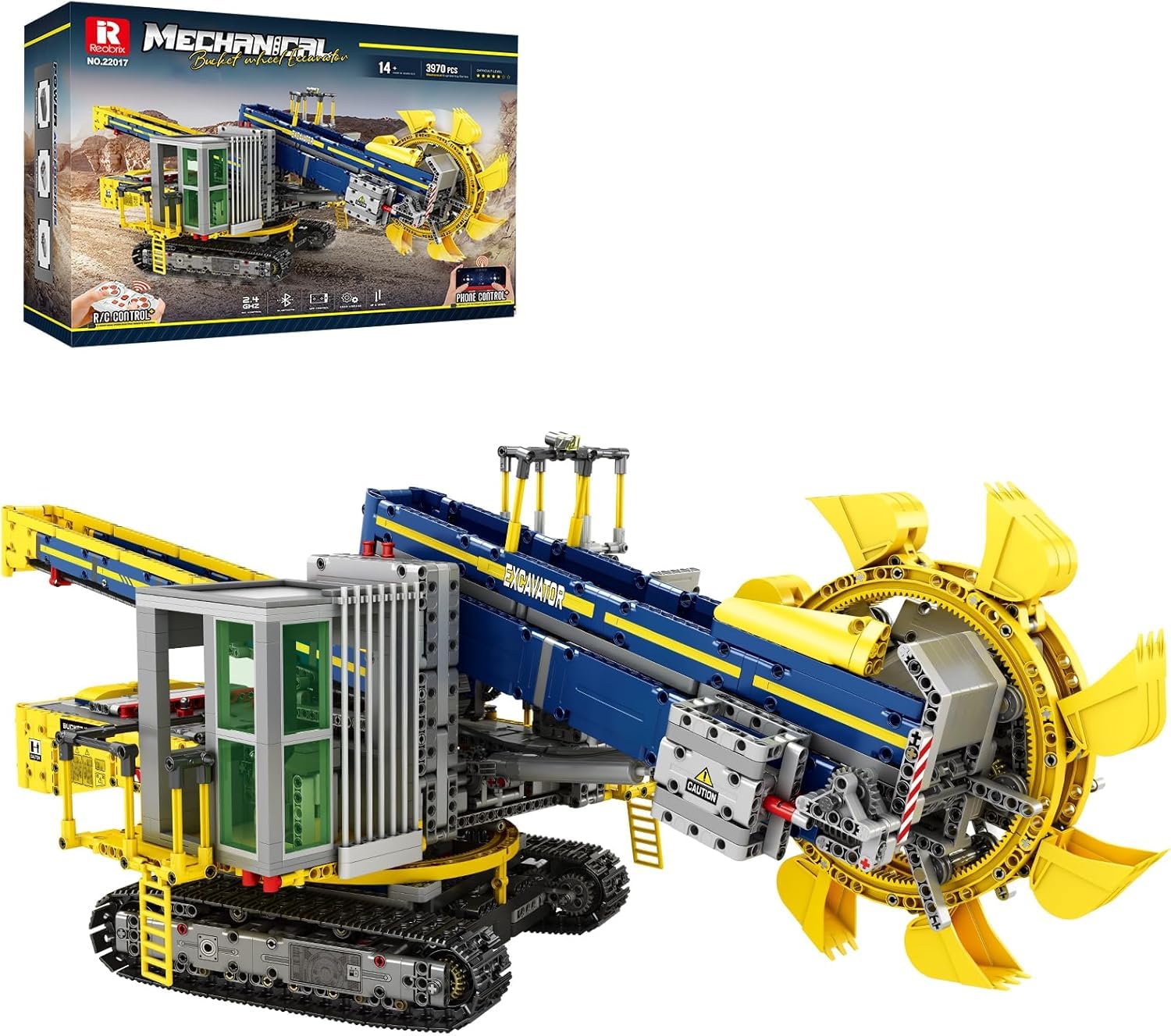 Reobrix Bucket Wheel Excavator Model Building Set with Remote Control, RC Motorised Technic City Construction Digger, Large Engineering Vehicle Bulldozer Display Model Kit for Adults, 3970 PCS
