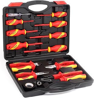 Jeu de VDE tournevis et de pinces isolés,Kit de tournevis électrique isolé de 1000V avec testeur de tension, Électricien Magnétique Phillips Fente Tournevis