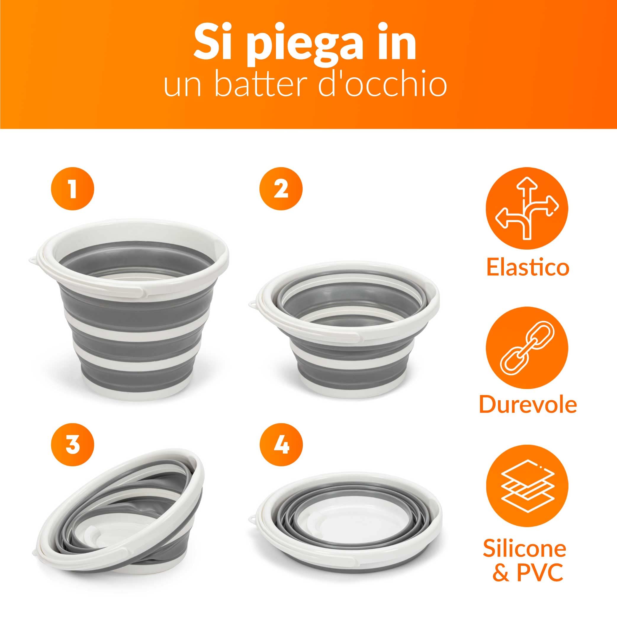 Secchio Pieghevole 10 Litri Blu - Per Casa, Campeggio E Trasporto Con Beccuccio - Foto 8