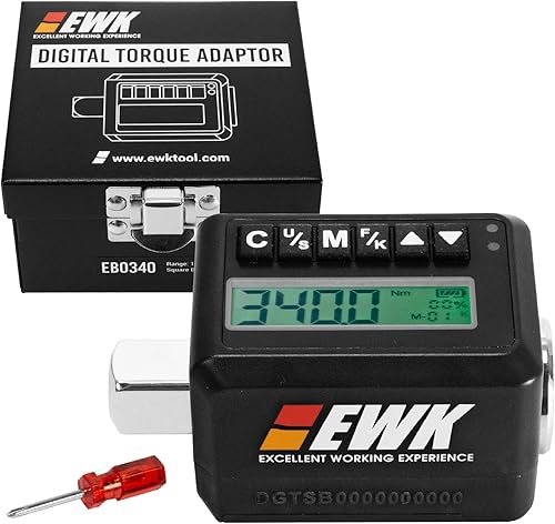 EWK Adaptador de par digital de 1/2 pulgada de 12.5-250 ft-lbs (17-340 Nm), convertidor de llave dinamométrica electrónica con pantalla LED y alerta