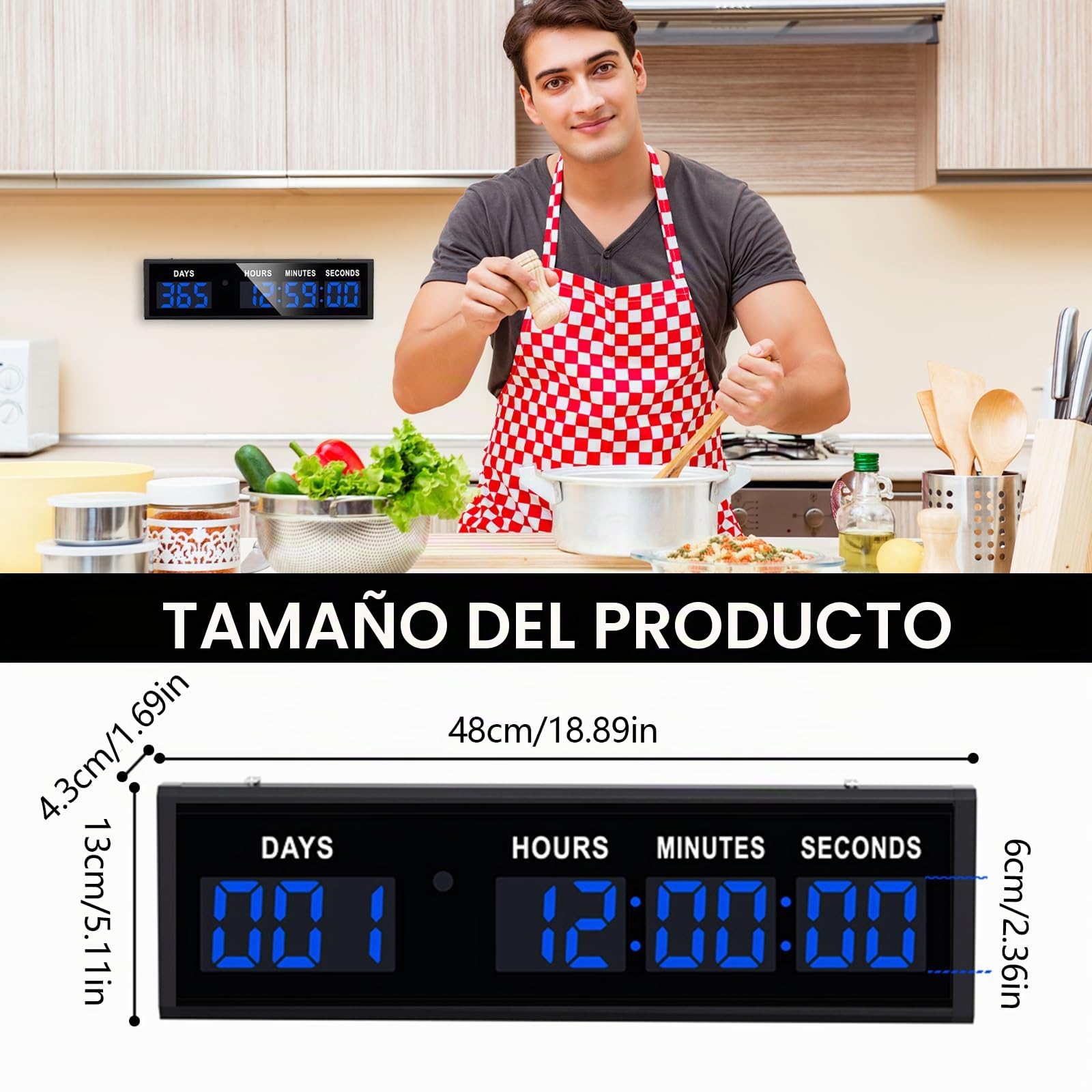 Aisny Temporizador Digital de Cuenta Regresiva, Gran Temporizador de 999 días con Control Remoto Calendario Multifuncional de Cuenta Regresiva para Jubilación Cumpleaños Días Festivos Bodas (Azul)