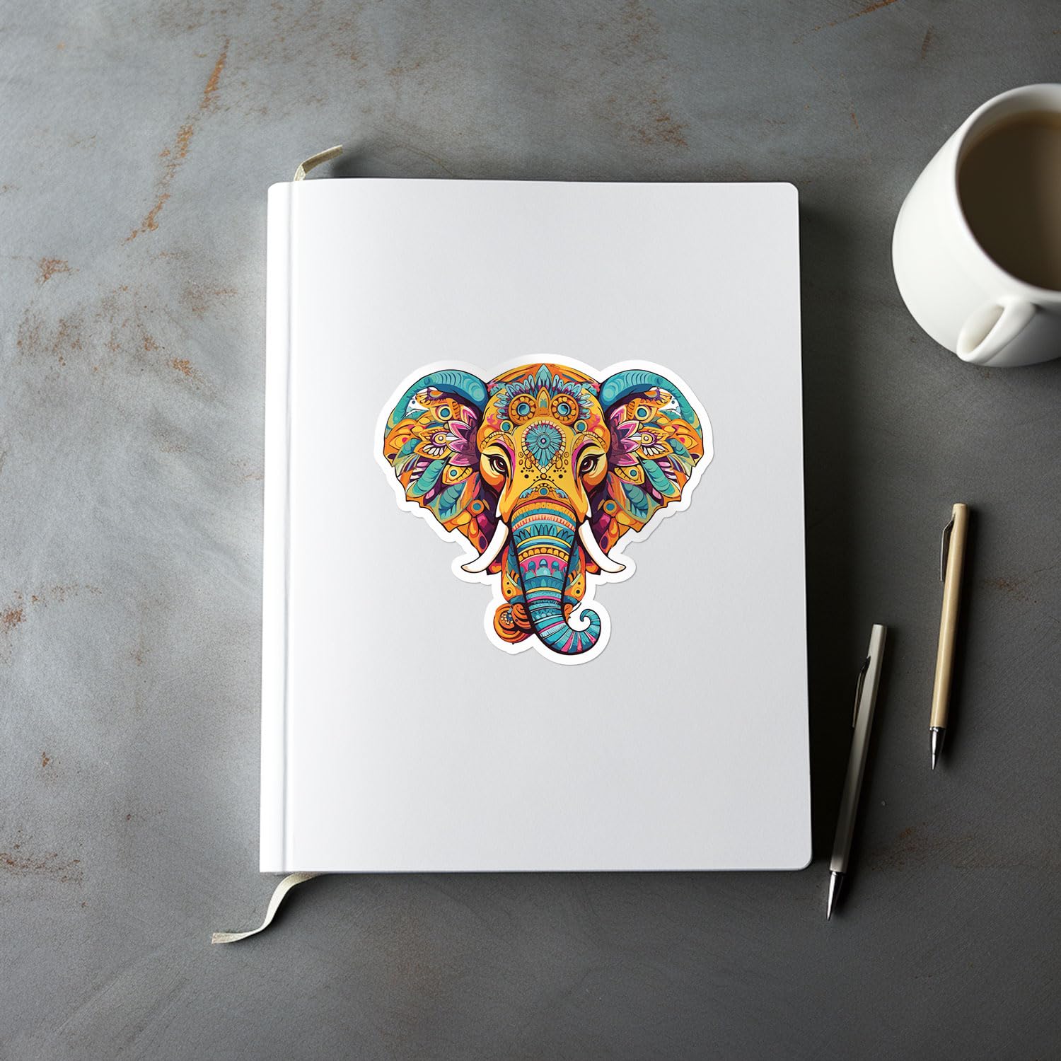 Mandala Elephant Bumper Sticker - 5 Inch Waterproof Vinyl Decal