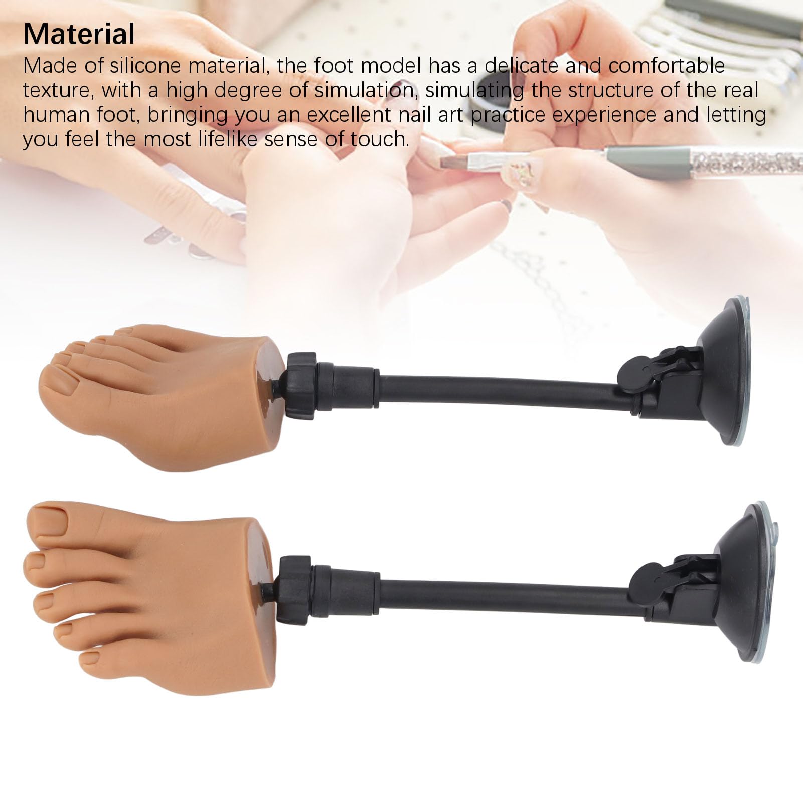 Para Silikonowego Modelu Stopy, Silikonowy Manekin do Manicure ze Stojakiem, Separator Palców, ćwiczący Fałszywy Model Treningowy Stóp do Wyświetlania Porad do Pedicure Paznokci