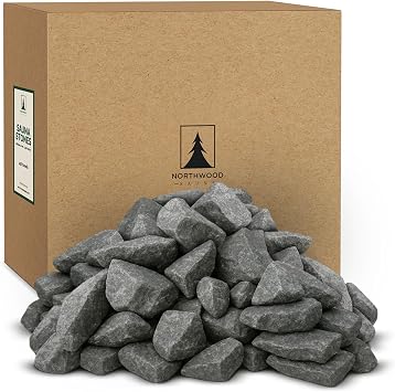 Northwood Sauna - Sauna Stones - Authentic Diabase Sauna Heater Rocks from Germany - Superior Heat & Steam - 2-4 Inches 5-10 cm, 45 Pounds 20 kg
