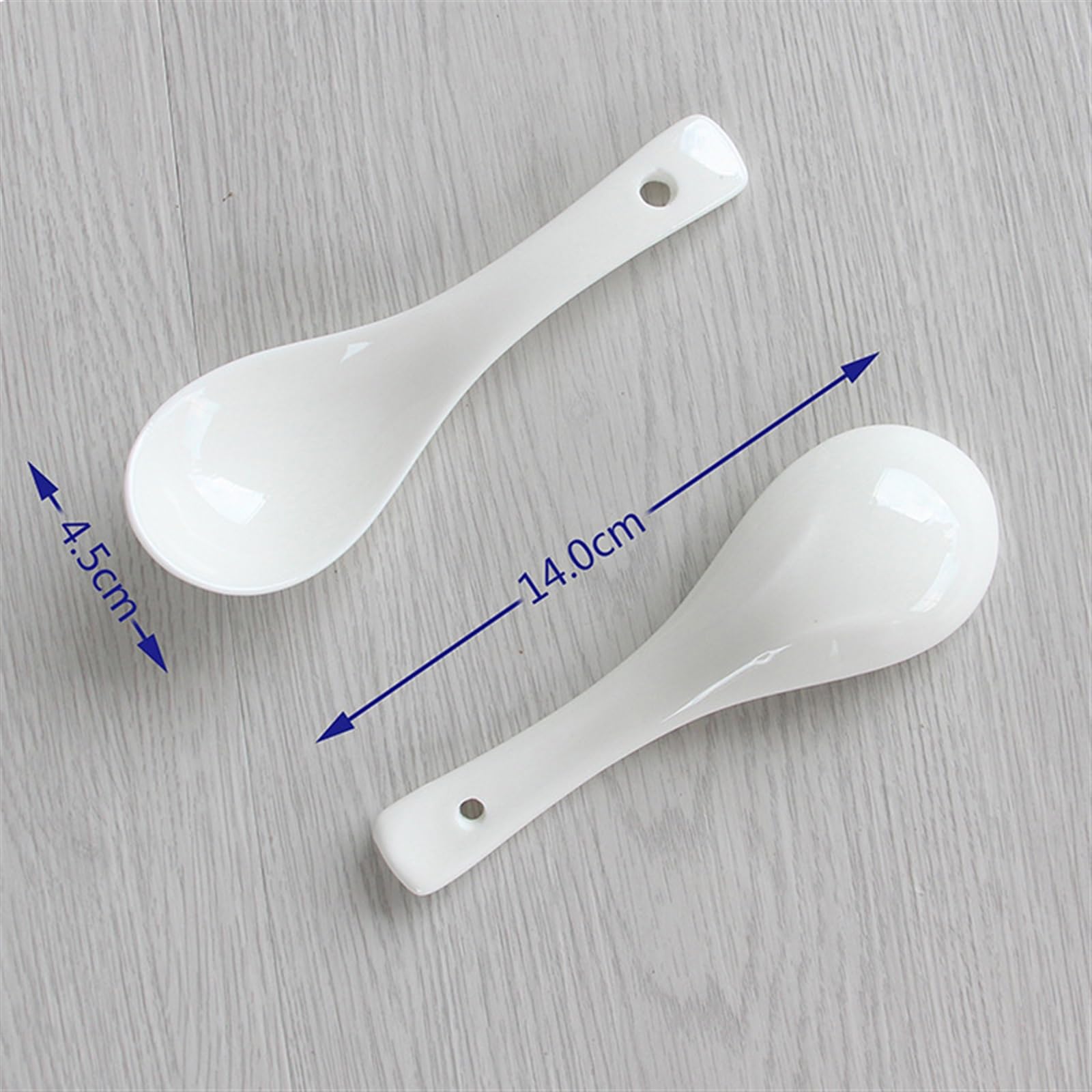 Cucharas soperas de cerámica Blanca Pura, Juego de 10, cucharas de Porcelana, cucharas de Postre, Cuchara para Servir de 14 cm de Largo y 4,3 cm de Ancho.