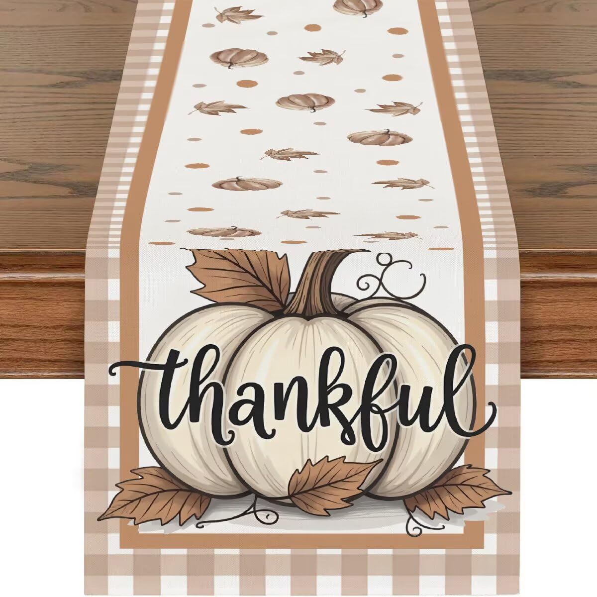 Fengmingrui Style-7 Pumpkins Fall Table Runner Thanksgiving Seasonal Autumn Maple Leaf Kitchen Dining Table Decoration For Home Party Decor 13X36in