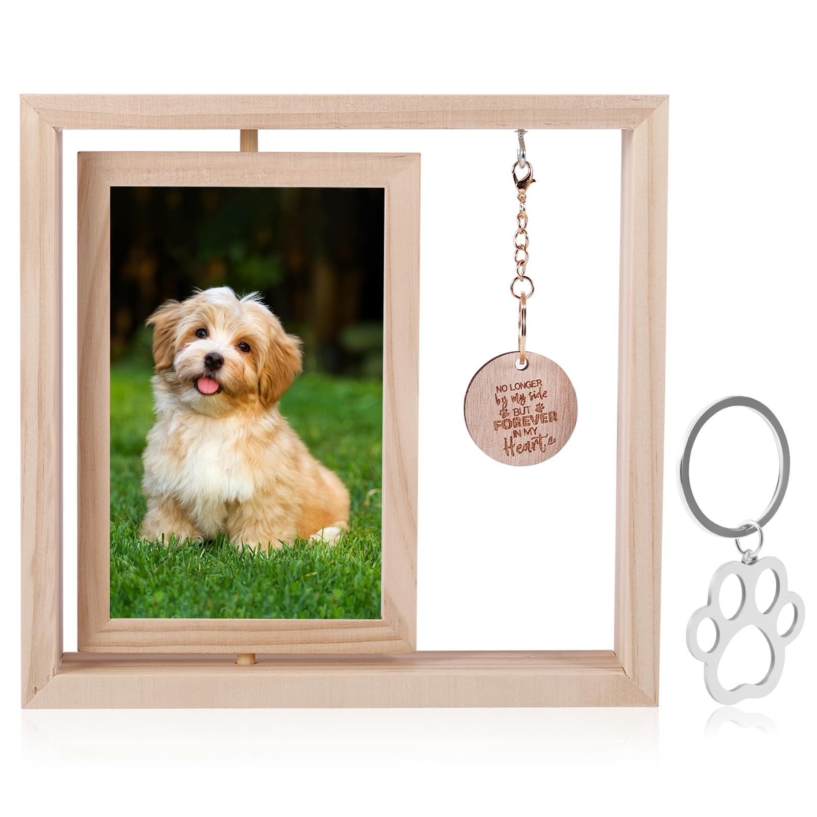 Pet Memorial Frame, Pet Paw Print Photo Frame with Clay Imprint Kit,Pawprint Making Kit and Photo Display for 4 x 6 Photo