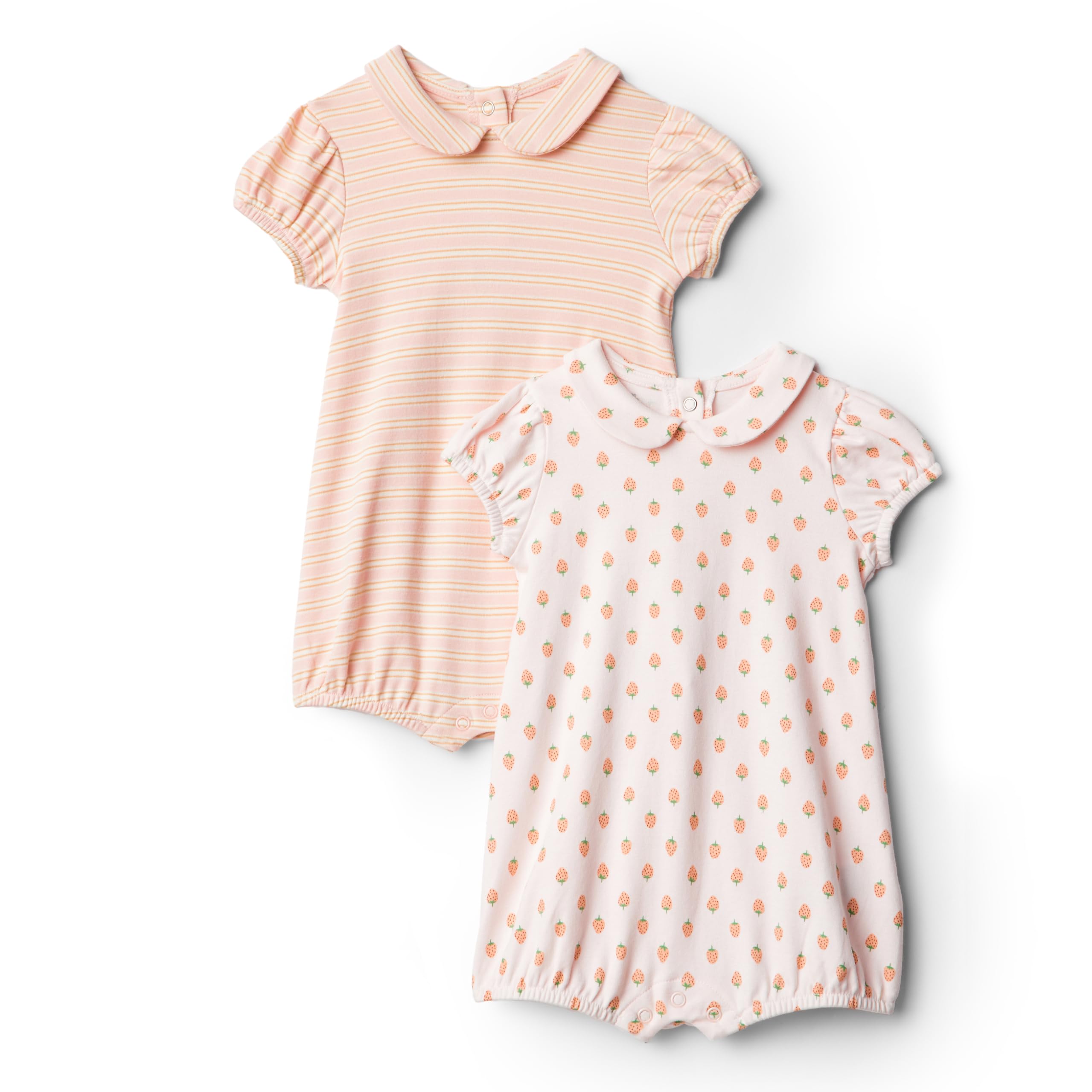 Amazon Essentials x Sofia Grainge Baby - Mädchen Kurzärmeliger Strampler aus Baumwolle mit Peter-Pan-Kragen, 2er-Pack