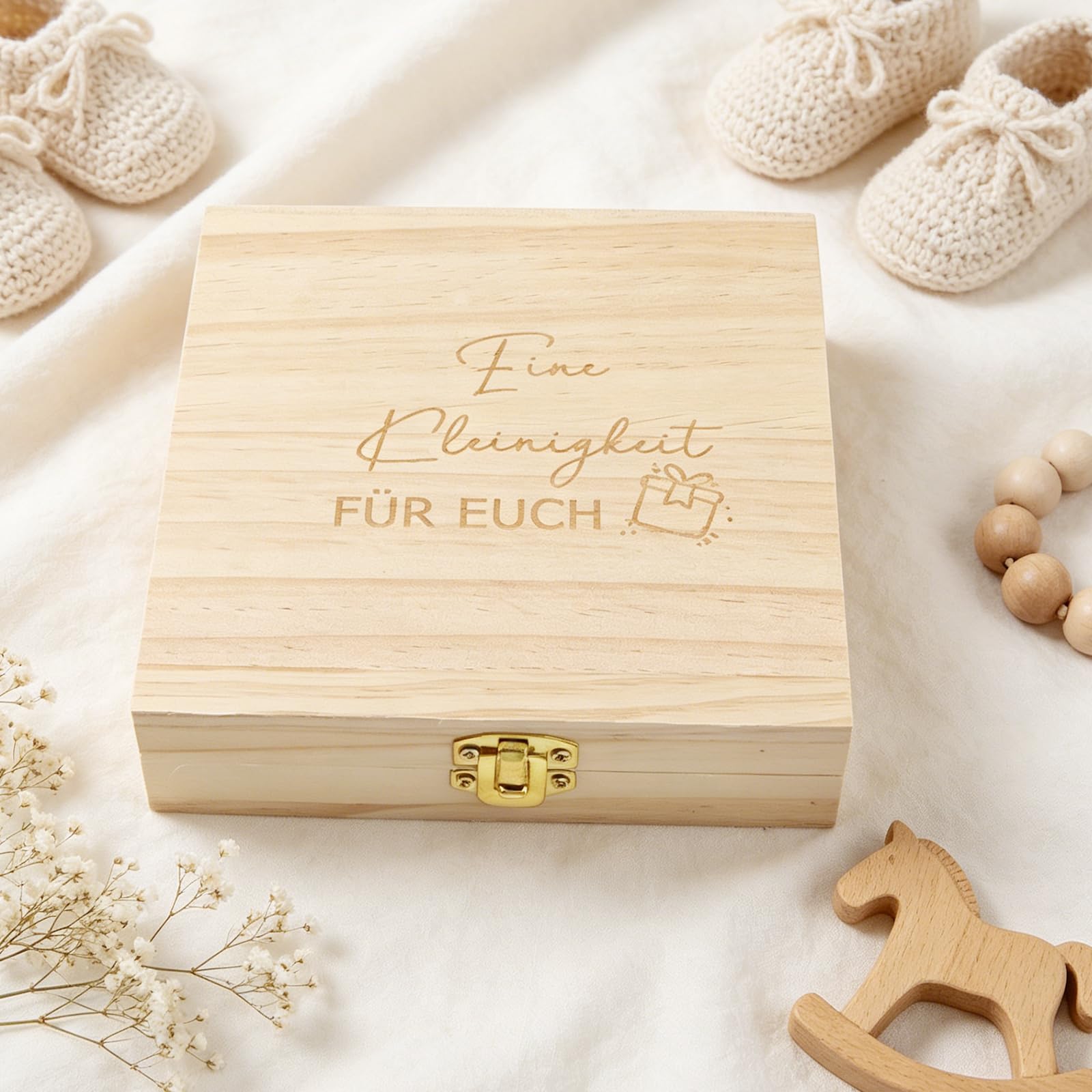 KingYH Anuncio de Embarazo con Caja de Madera Vais a Ser Abuelos | Regalo para Anunciar el Embarazo a la Familia Sorpresa Personalizada con llavero de Trébol (Abuela y Abuelo)