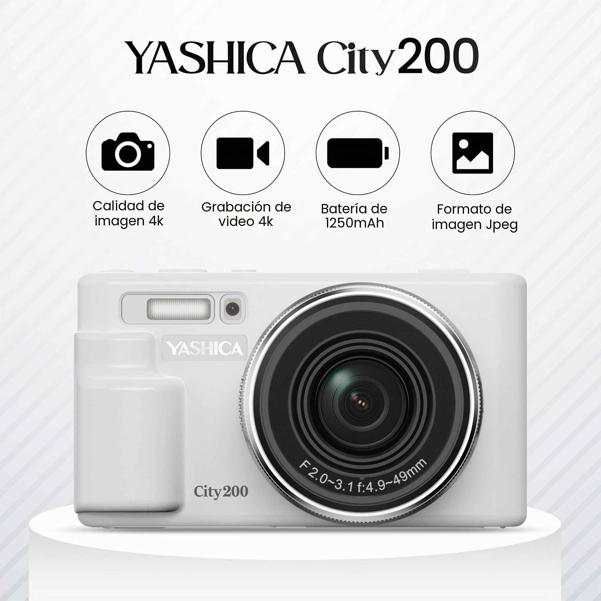 Yashica City 200 Cámara Digital 4K Blanca
