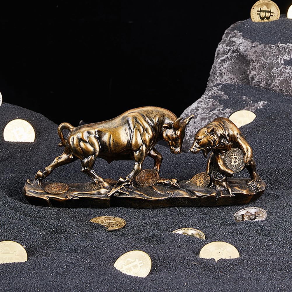JXCBXJ Bull and Bear Statue,Resin Abstract Tabletop Decor, Stock Market Decor,Gifts for Financial Investment Managers Investor.