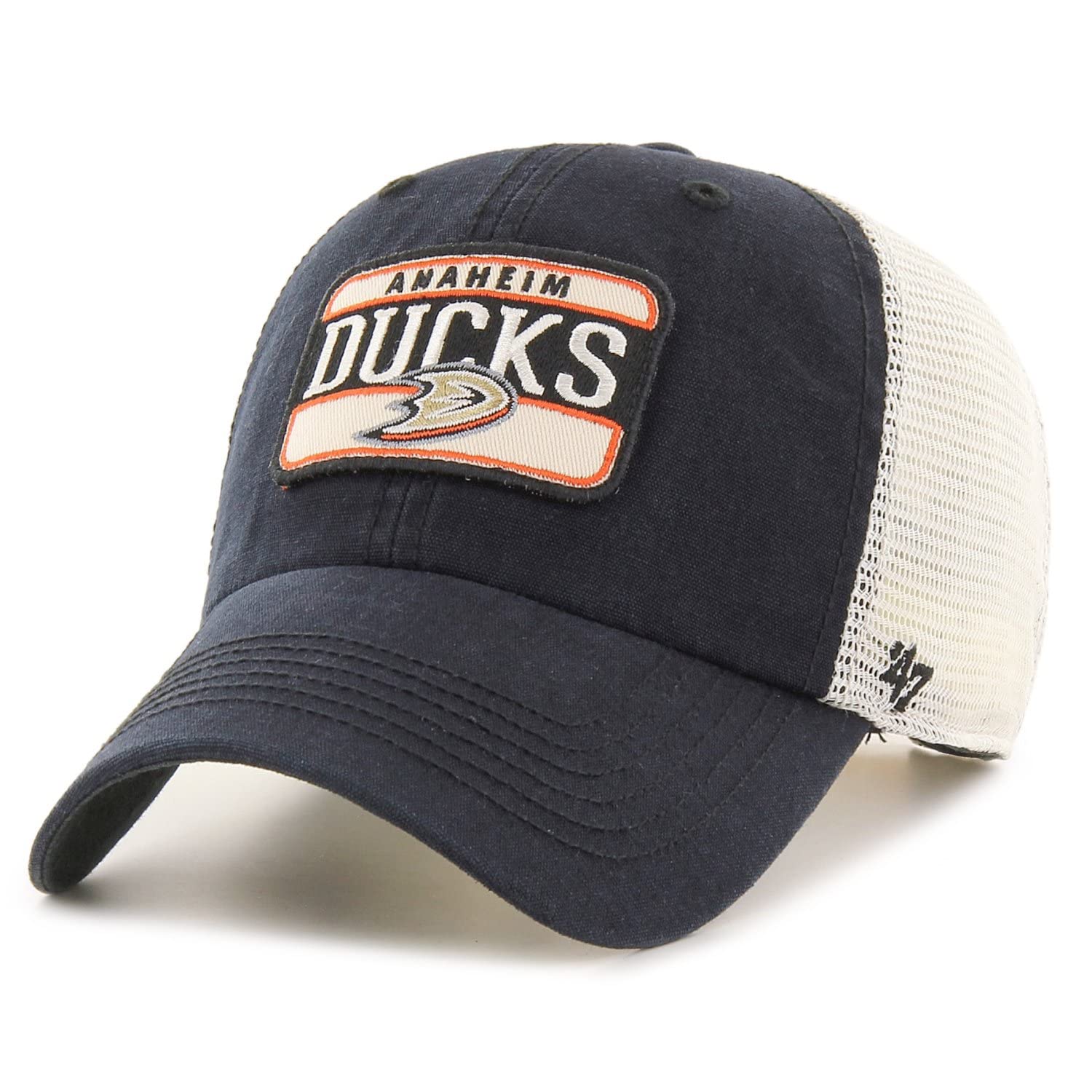 Unisex Black 47 Brand Trucker Cap - Vintage Fluid Anaheim Ducks