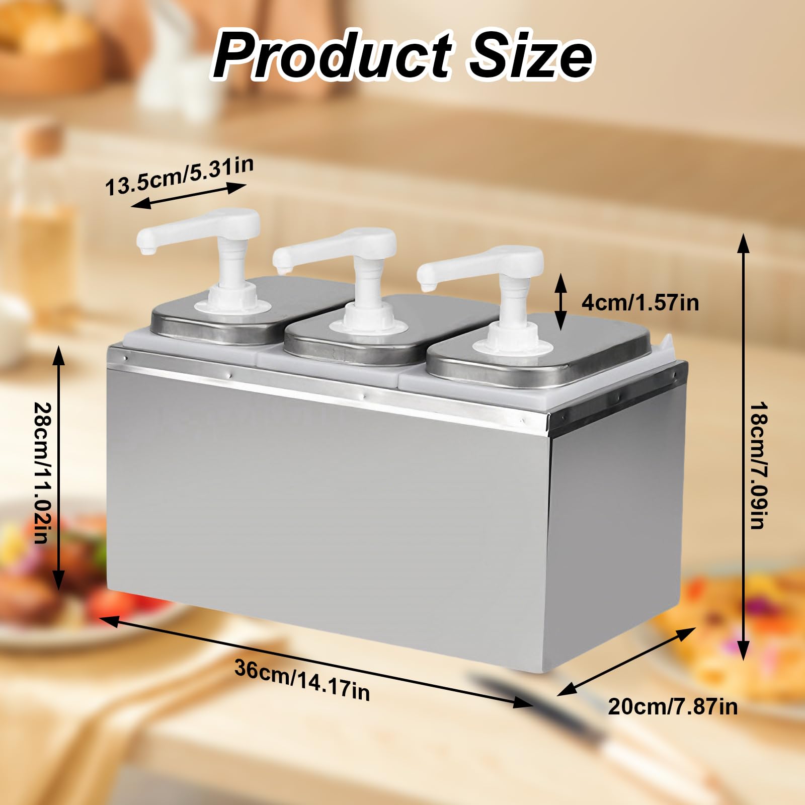 Distributore di salsa da 6 l, distributore di salse in acciaio inox 304, per alimenti, antigoccia, 10 cc per pompa, distributore di salsa per ketchup, maionese, salsa di bistecca, sciroppo da dessert