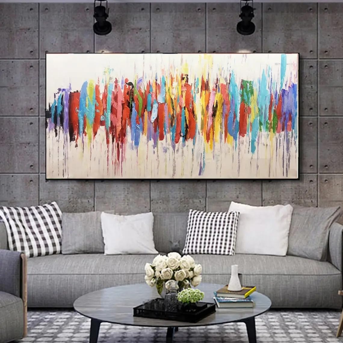 LTjiajuypd Abstract Canvas Prints Oil Painting On Colorful Pictures Bedroom Nature Home Decoration Art Office Interior(80X160cm)