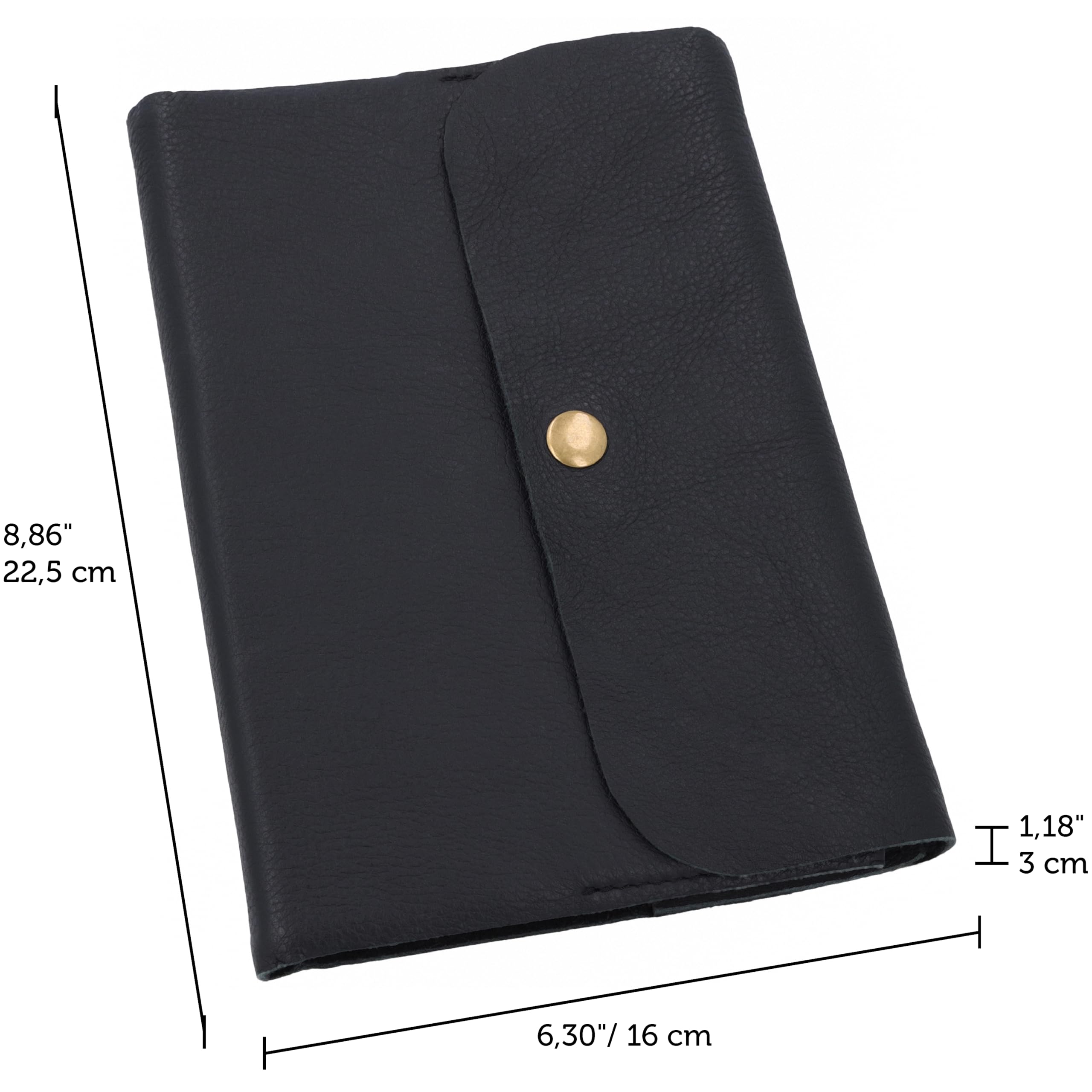 Gusti Leder Lederbuch Olana - Lederbuch mit Druckknopfverschluss und austauschbaren Papierseiten