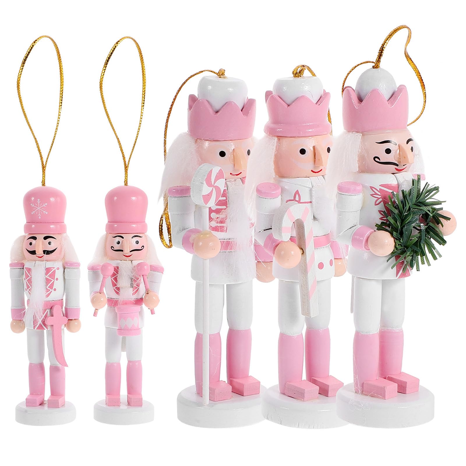 FRCOLOR 25 Piezas Cascanueces Colgante de Madera Rosa, Juego de Navideñas