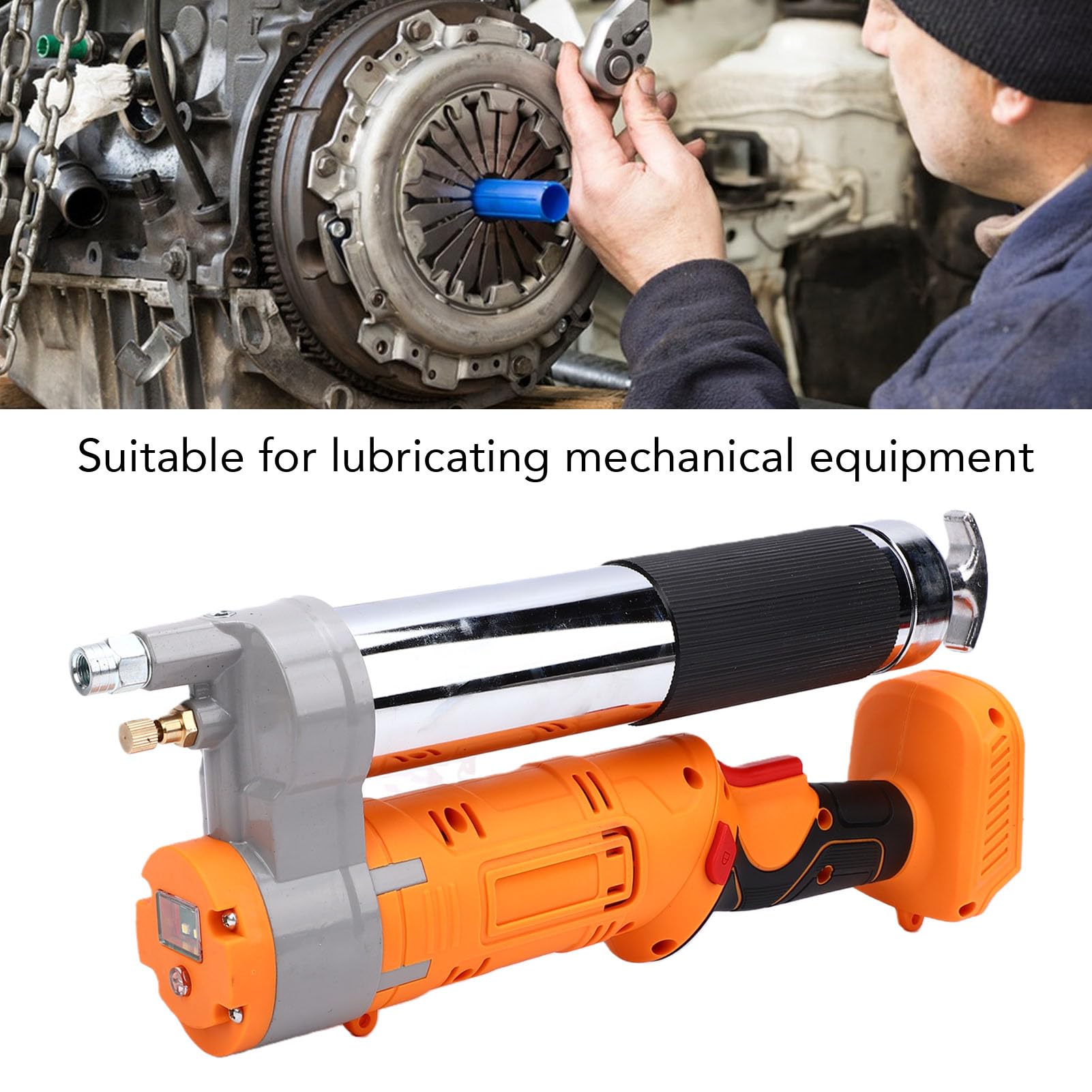 Pistola de Engrase Inalámbrica, Giratorio 2 en 1, de Carga Dual, Bomba de Engrase Eléctrica de 8000-12000 PSI con Manguera de 39,4 Pulgadas para Maquinaria Agrícola Automotriz