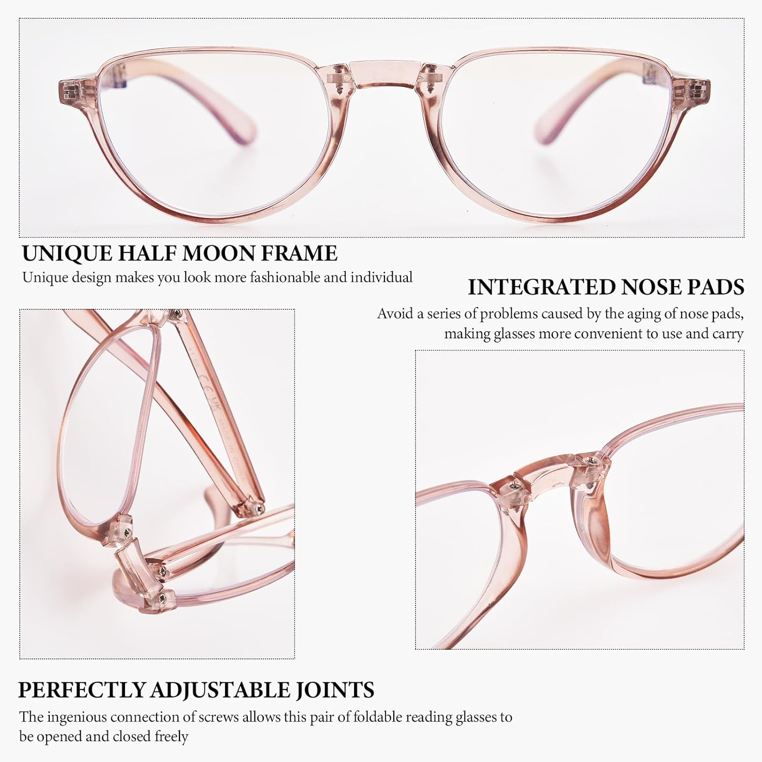 Folding Reading Glasses for Women Men Portable Blue Light Readers Compact Reading Eyeglasses with Zipper Case - Image 3