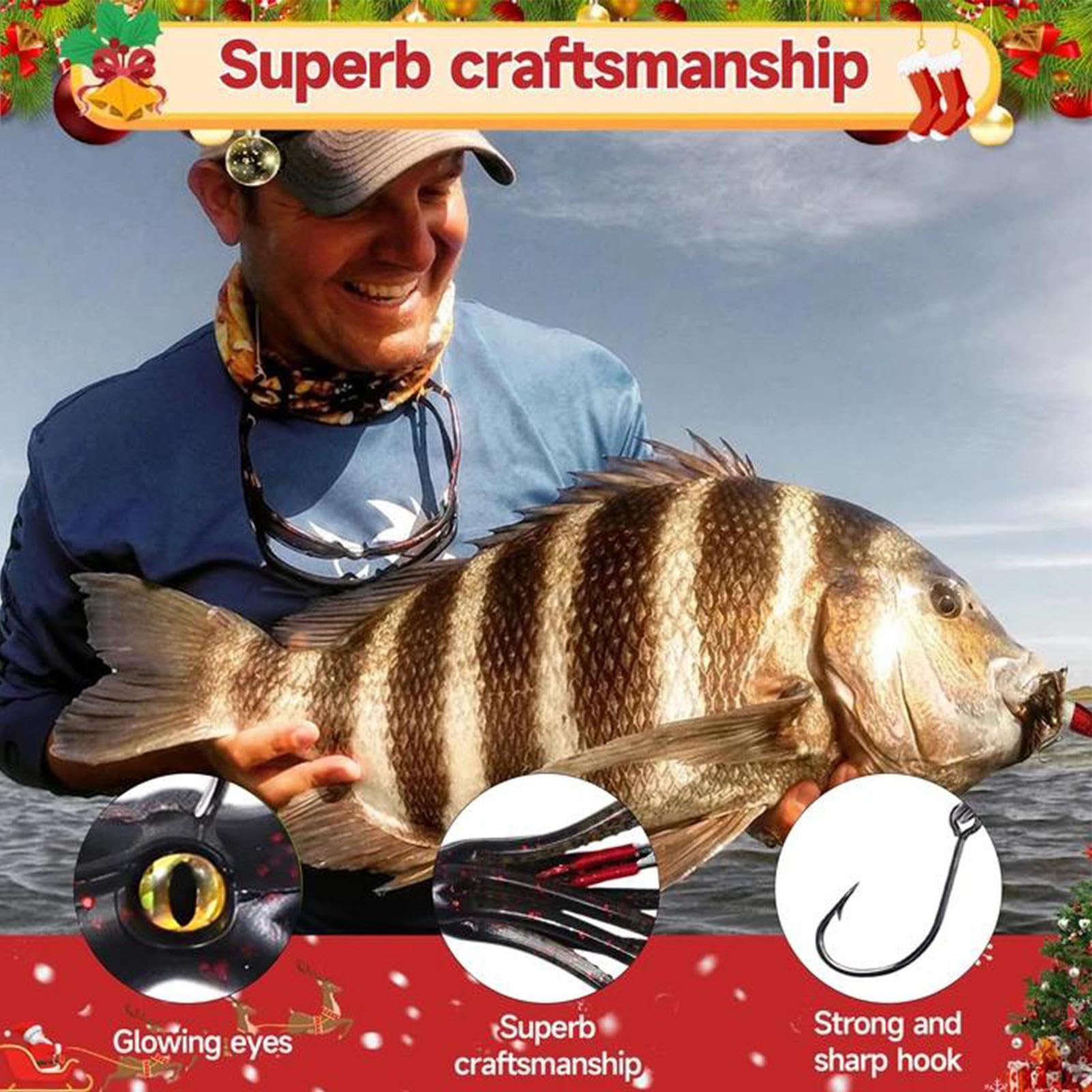Calendario De Adviento Para Pesca 2025 | 24 Días De Equipo De Pesca De 2025 Para Fiestas - Calendario De Cuenta Regresiva Kit De Cebo Para Pescado De Navidad | Para Agua Dulce Y Salada Río Trucha Bar
