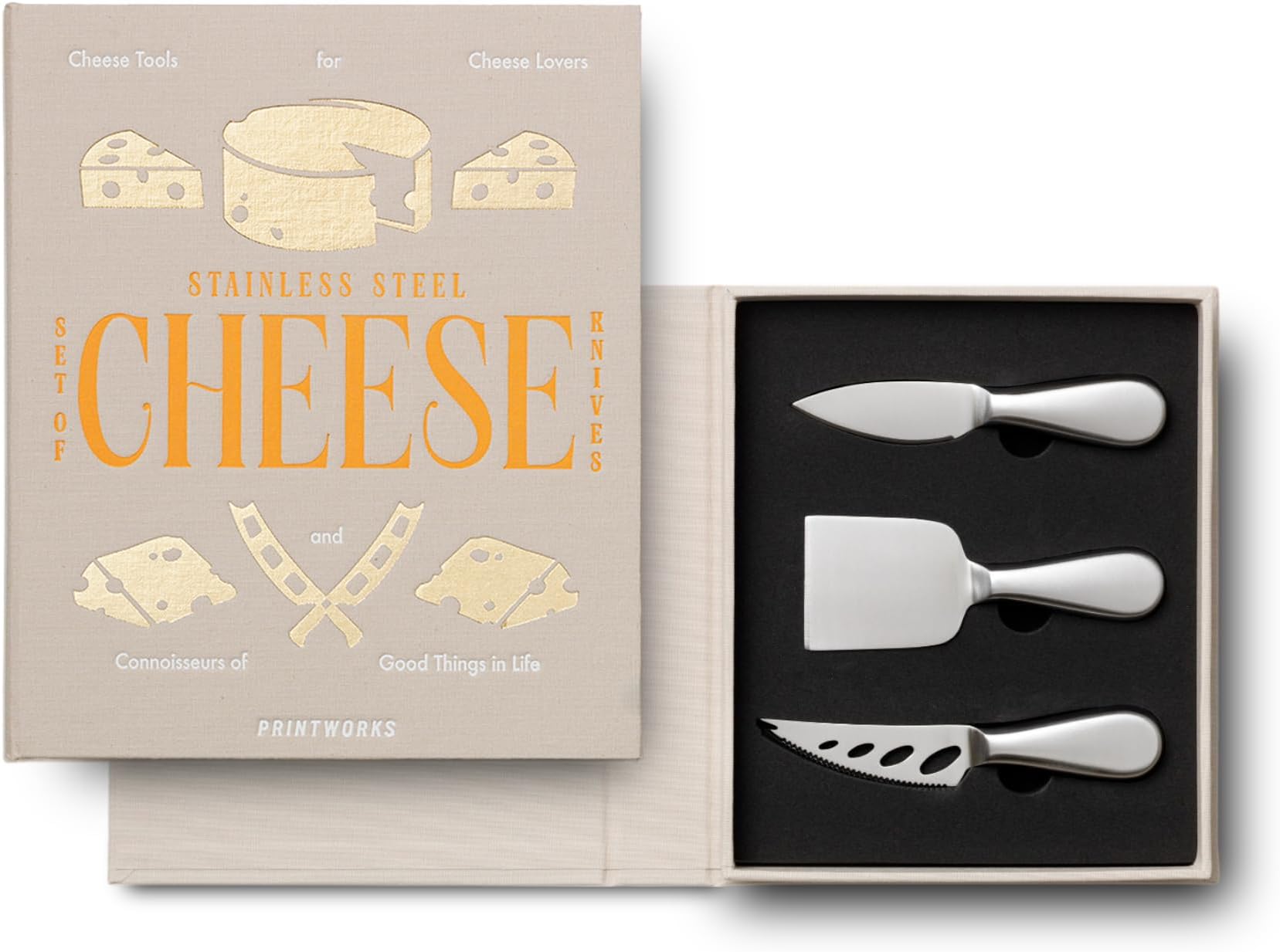 The Essentials 3 Piece Stainless Steel Cheese Knife Set, Gift Set with Knives, Chisel and Heart Knives, Stylish Cold Meat Accessories and Dishwasher Safe