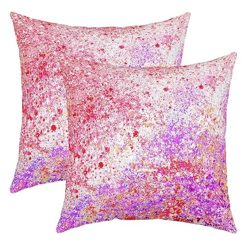 Feelyou Abstract Pink Throw Pillow Covers, Set of 2, 18x18 Inches, Galaxy Tie Dye Decorative Pillow Cover, Abstract Art Painting Pillow Cases, Modern Cushion Cover for Sofa Couch Bed Living