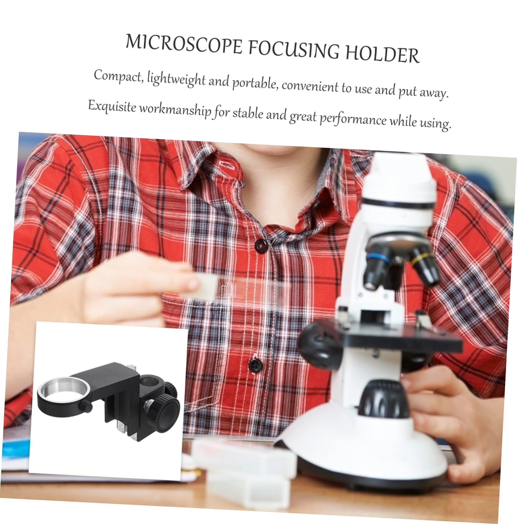 Homoyoyo Soporte de Enfoque de Microscopio 50 Mm para Cámaras Industriales, Plástico Resistente, Perilla de Ajuste Grande, Uso Educativo y Laboratorio, Color Negro