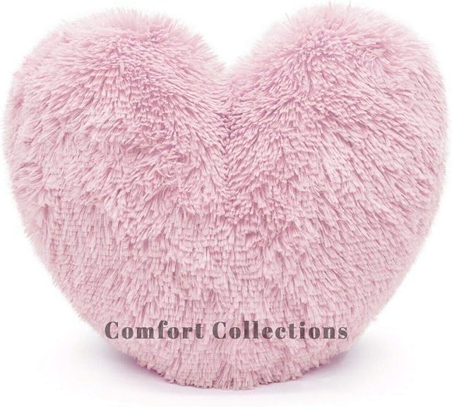Cuddly Teddy Bear Fleece Super Soft 3D Heart Shape Fluffy Filled Cushion Cosy & Warm Home Decoration Gift For Loved One Valentine Day 100% Polyester Heart Cushion Pink 38cm x 38cm Approximate