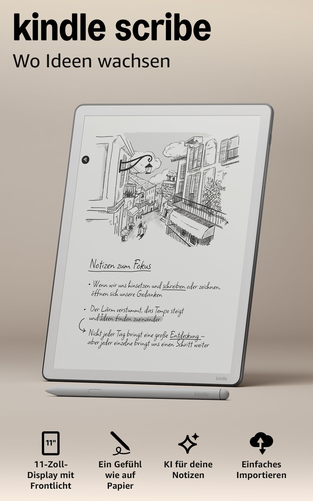 Amazon Kindle Scribe 32 GB (neueste Generation) – 11-Zoll-Display mit Frontlicht – Dünner, leichter, schneller… – Ansicht 2