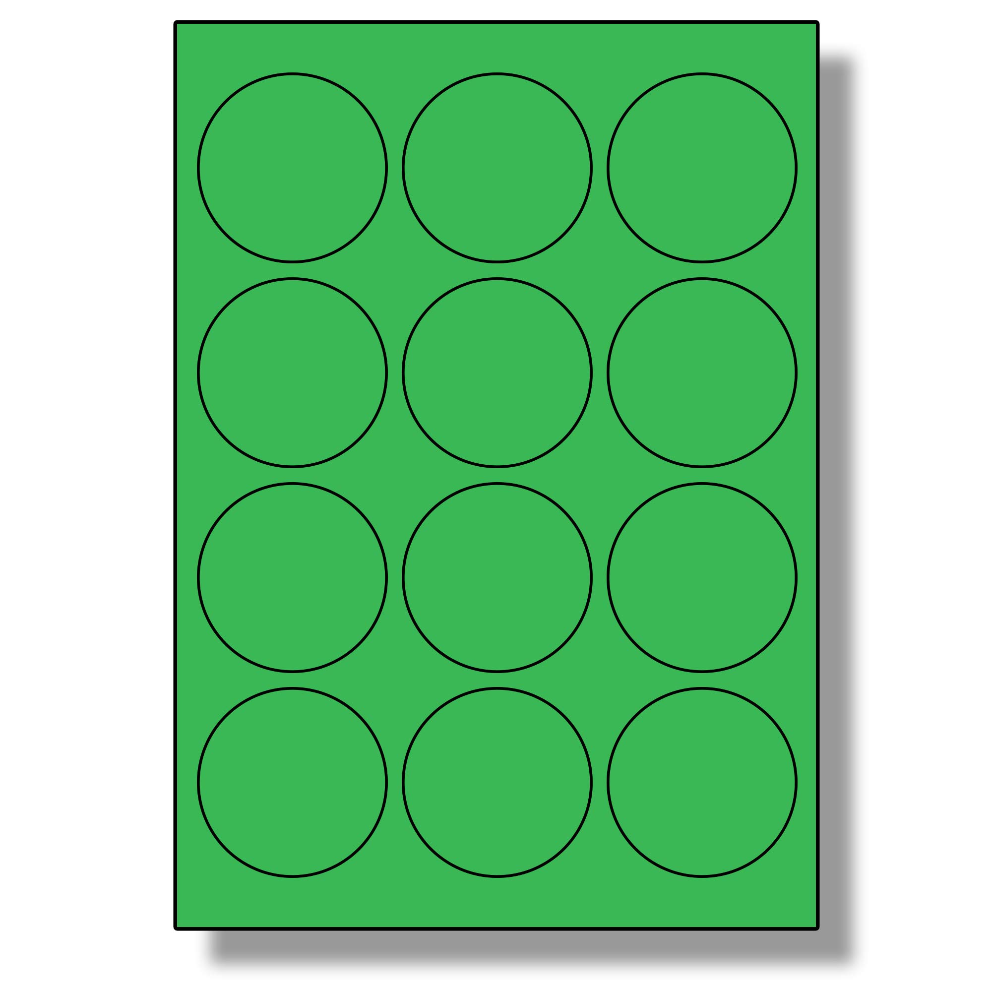 Label Planet® 12 Per Page/Sheet, 50 Sheets (600 Green Round Sticky Labels), Matt Permanent A4 Circular Coloured Pricing Stickers, LP12/63RC, 63.5MM Diameter Circles, for All Uses — image 1