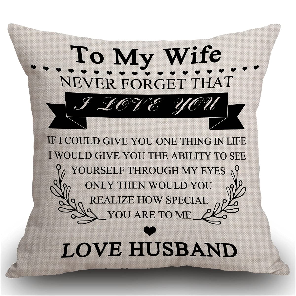 Smooffly Birthday to My Wife I Love You You are Special to Me Love Husband Cotton Linen Square Cushion Cover Throw Waist Pillow Case Decorative Pillowcase Sofa 18x 18 45 x 45 cm