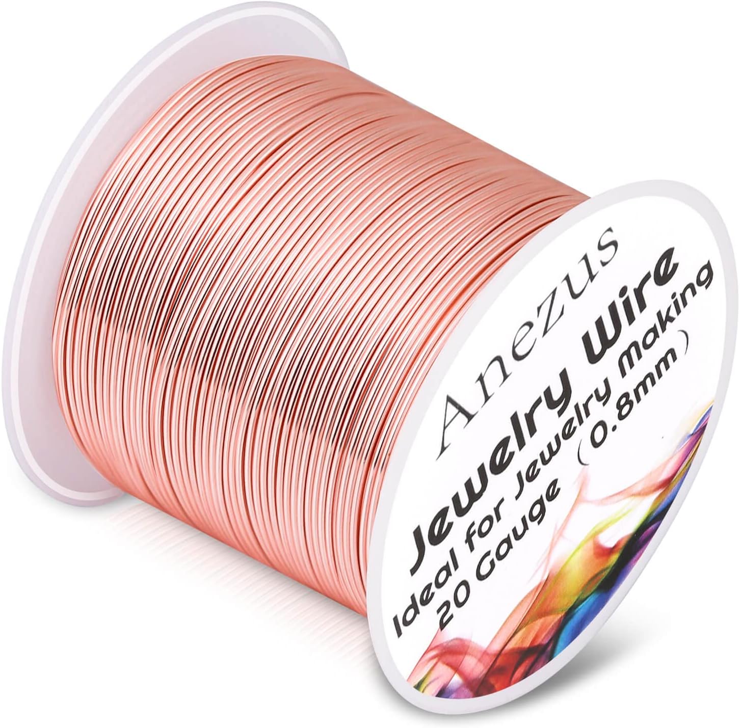 anezus 20 Gauge Jewelry Wire, 28 Yards Craft Wire Tarnish Resistant Copper Beading Wire for Jewelry Making Supplies and Crafting(Rose Gold)