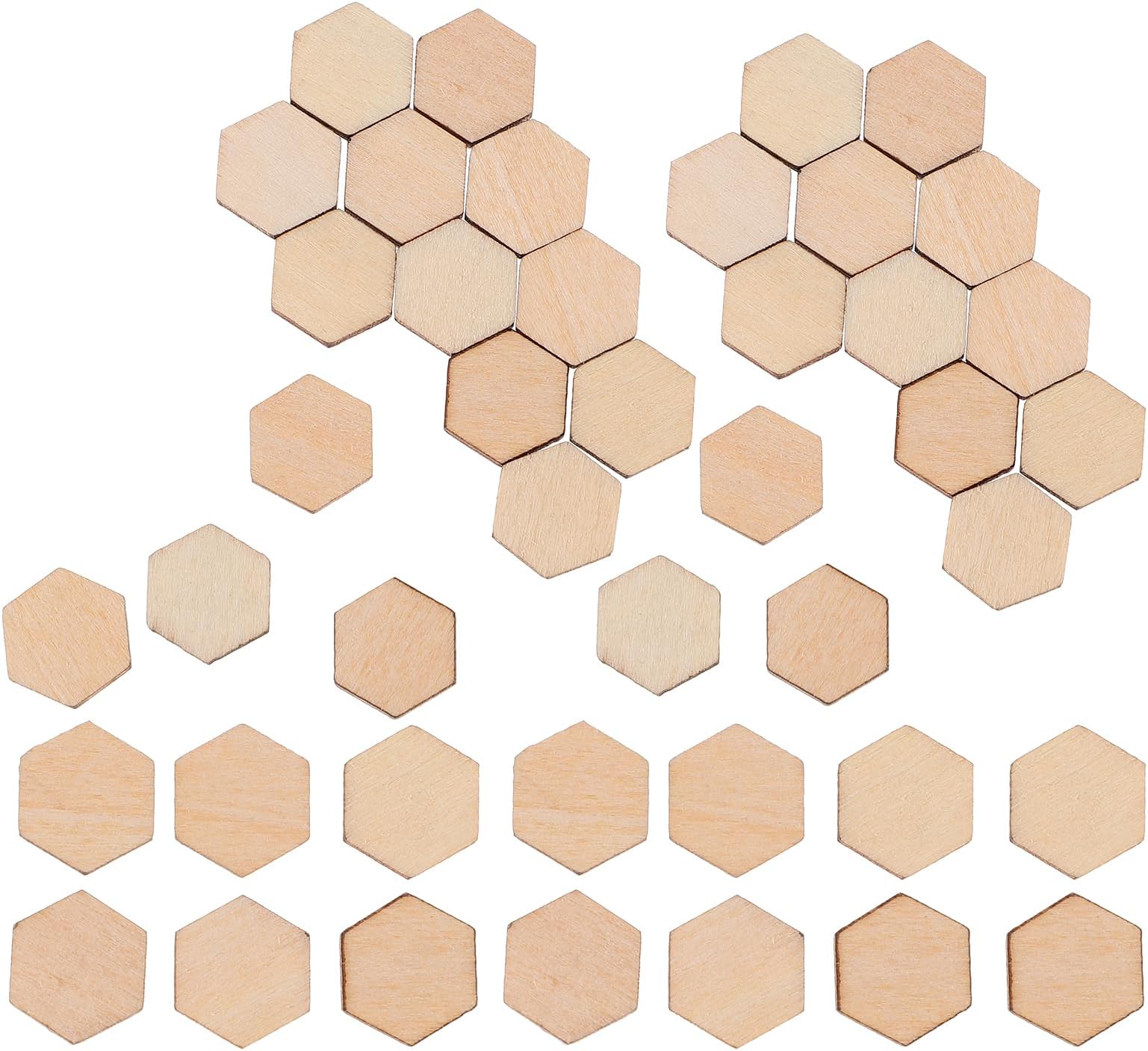 200Pcs Wooden Pieces Hexagonal Cutout Shapes:Wood Mosaic Tile Ornaments Embellishment DIY Crafts Decorations for Wedding Birthday Christmas Decorations