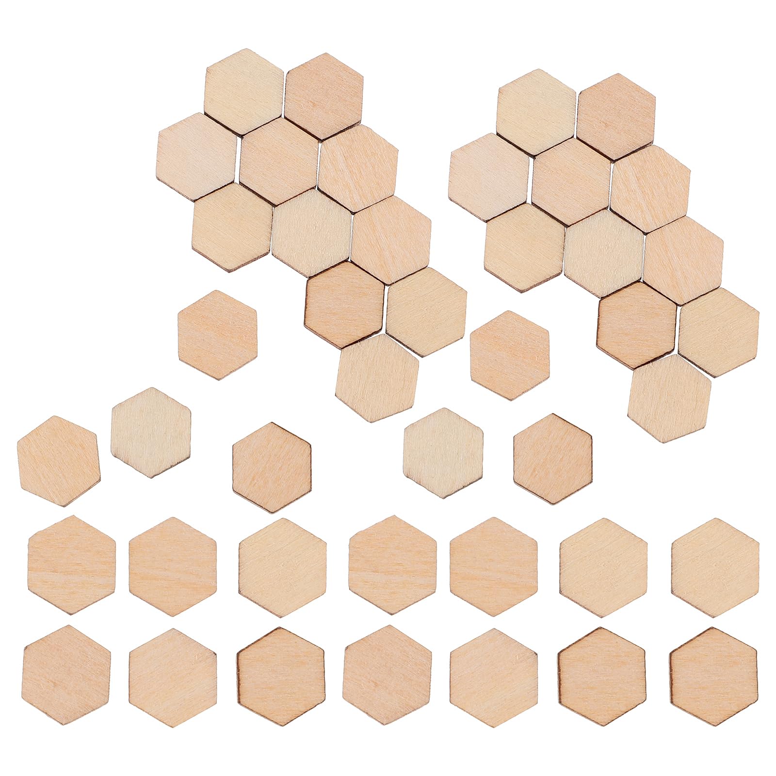 200Pcs Wooden Pieces Hexagonal Cutout Shapes：Wood Mosaic Tile Ornaments Embellishment DIY Crafts Decorations for Wedding Birthday Christmas Decorations