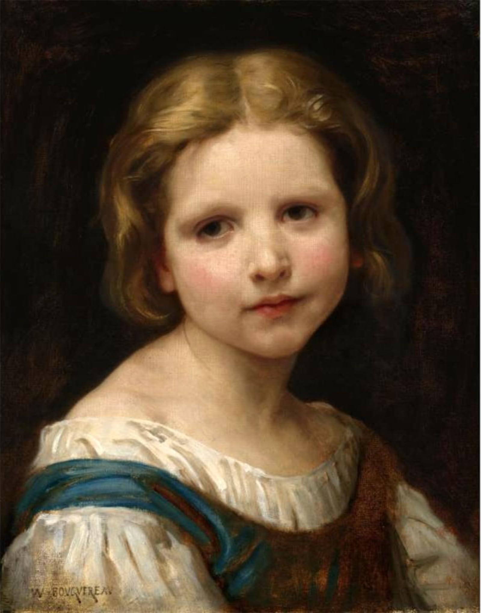 RZHRHJES Famous Painting Poster Art Canvas Print Retro Picture Portrait of a Girl by William Adolphe Bouguereau Poster Wall Art for Office Decor 60x90cm