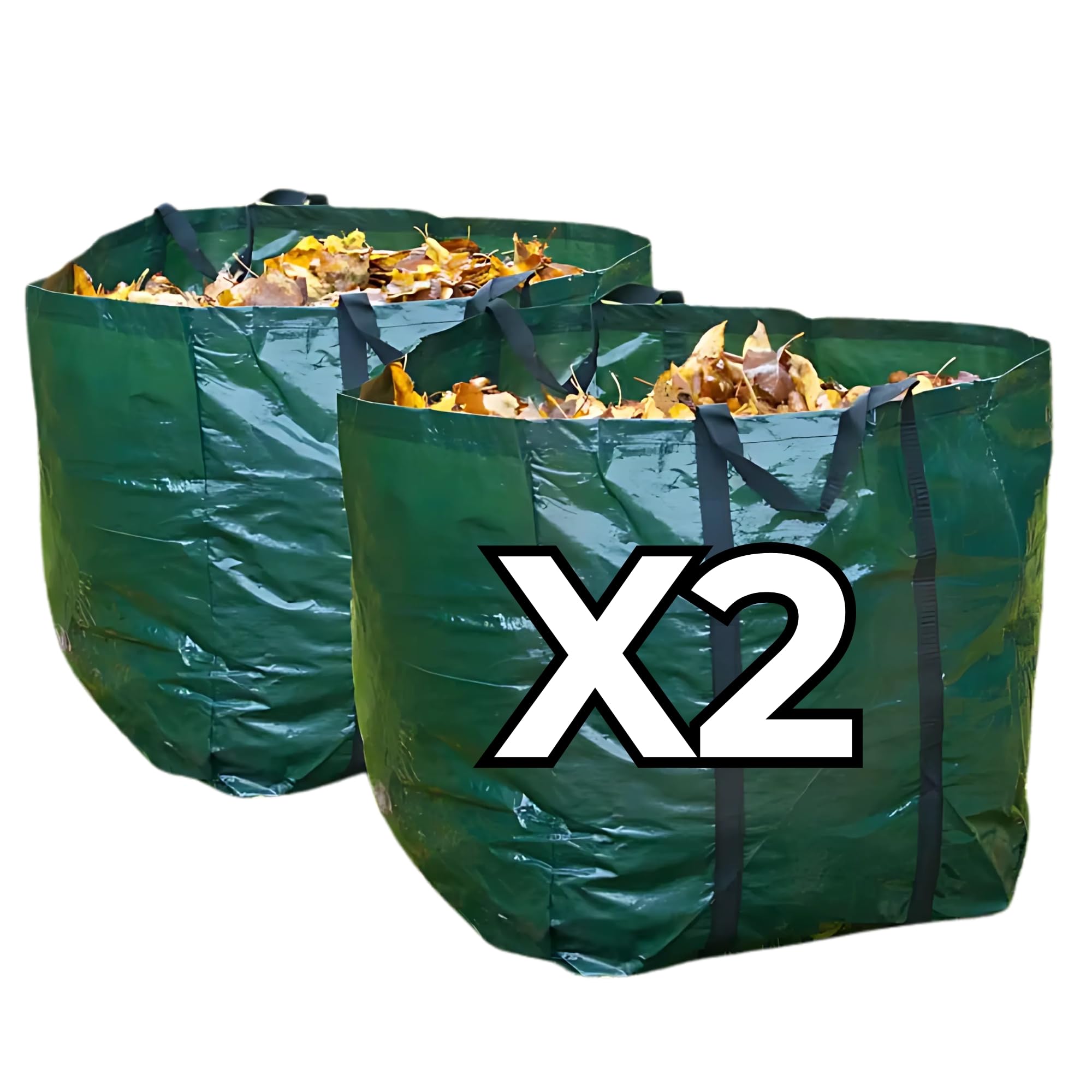 Speedwellstar Green 2X Garden Waste Bags 125L Heavy Duty Reusable Garden Sacks Waterproof Leaf Grass Rubbish Bags With Strong Handles By