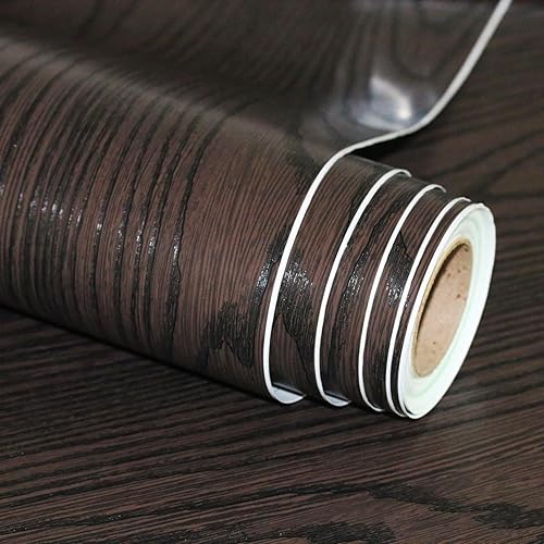 Papel tapiz de madera negro de 15.7 x 78.7 pulgadas, papel de contacto de madera para encimeras, película autoadhesiva decorativa para superficies