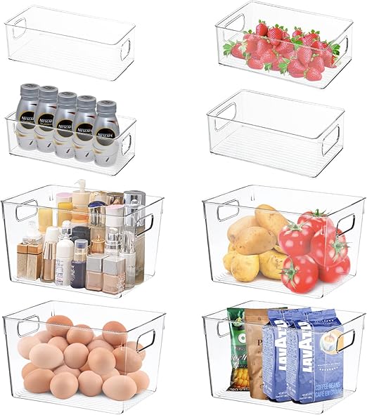 Fridge Organizers and Storage for Kitchen and Pantry , Clear Plastic