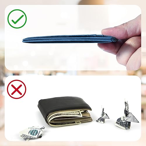 Vista 21 de Cartera Chelmon Slim RFID - Cartera de bolsillo frontal minimalista para tarjetas de crédito delgadas Negro carbón,Rosa,Negro (Black Cross),Gen