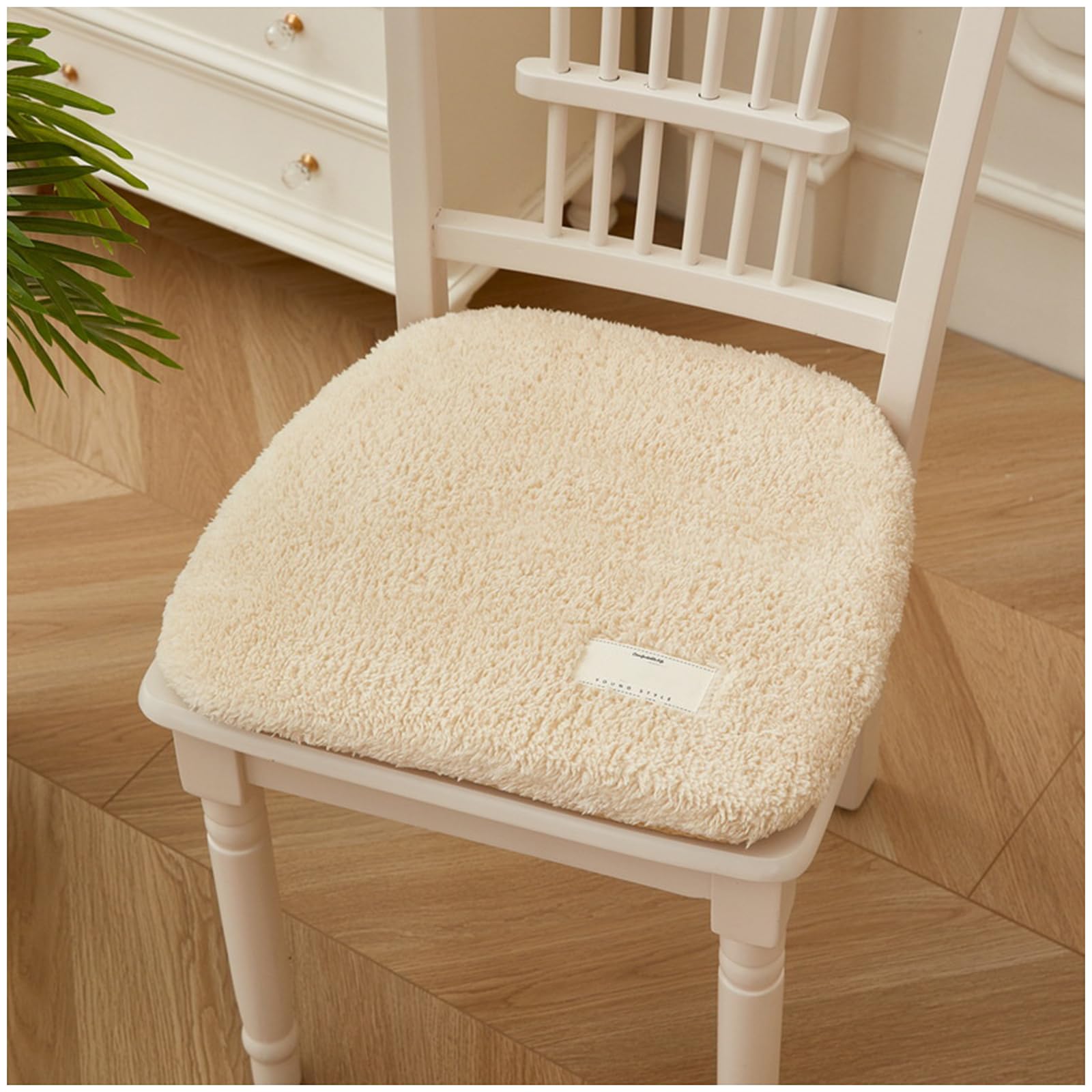 NZPOST Set di 6 Comodi Cuscini per sedie da Cucina, Beige, 42x40 cm, Morbidi coprisedili per Uso Interno ed Esterno