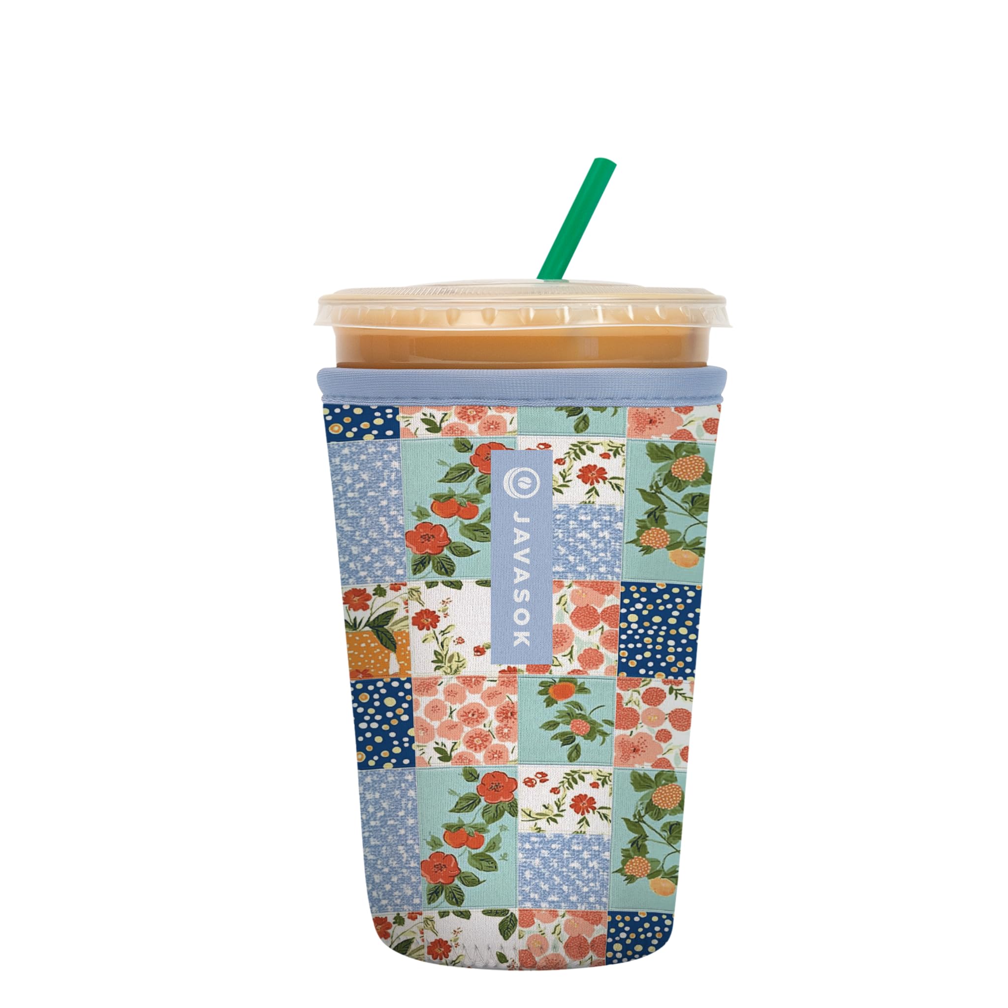 Sok It JavaSok Iced Coffee &amp; Cold Soda Insulated Neoprene Cup Sleeve (Garden Quilt, Medium: 22-28oz)