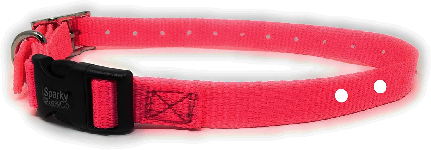 Sparky Pet Co - ECollar Replacement Strap - Double Buckle Dog Collar - Rugged Nylon - Adjustable - D Ring - Quick Release Metal Clasp - for Invisible Fence 2 Hole (1.25") Receiver Collar