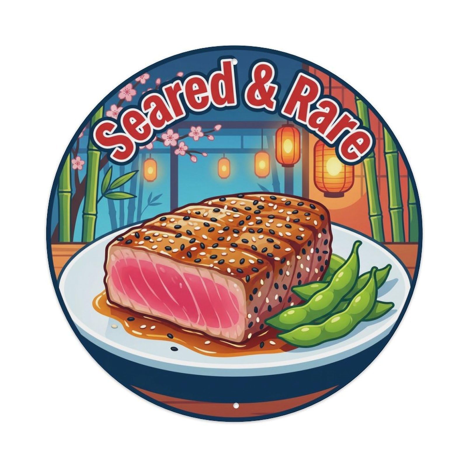 Metal Tin Sign Tuna Steak Gourmet Food