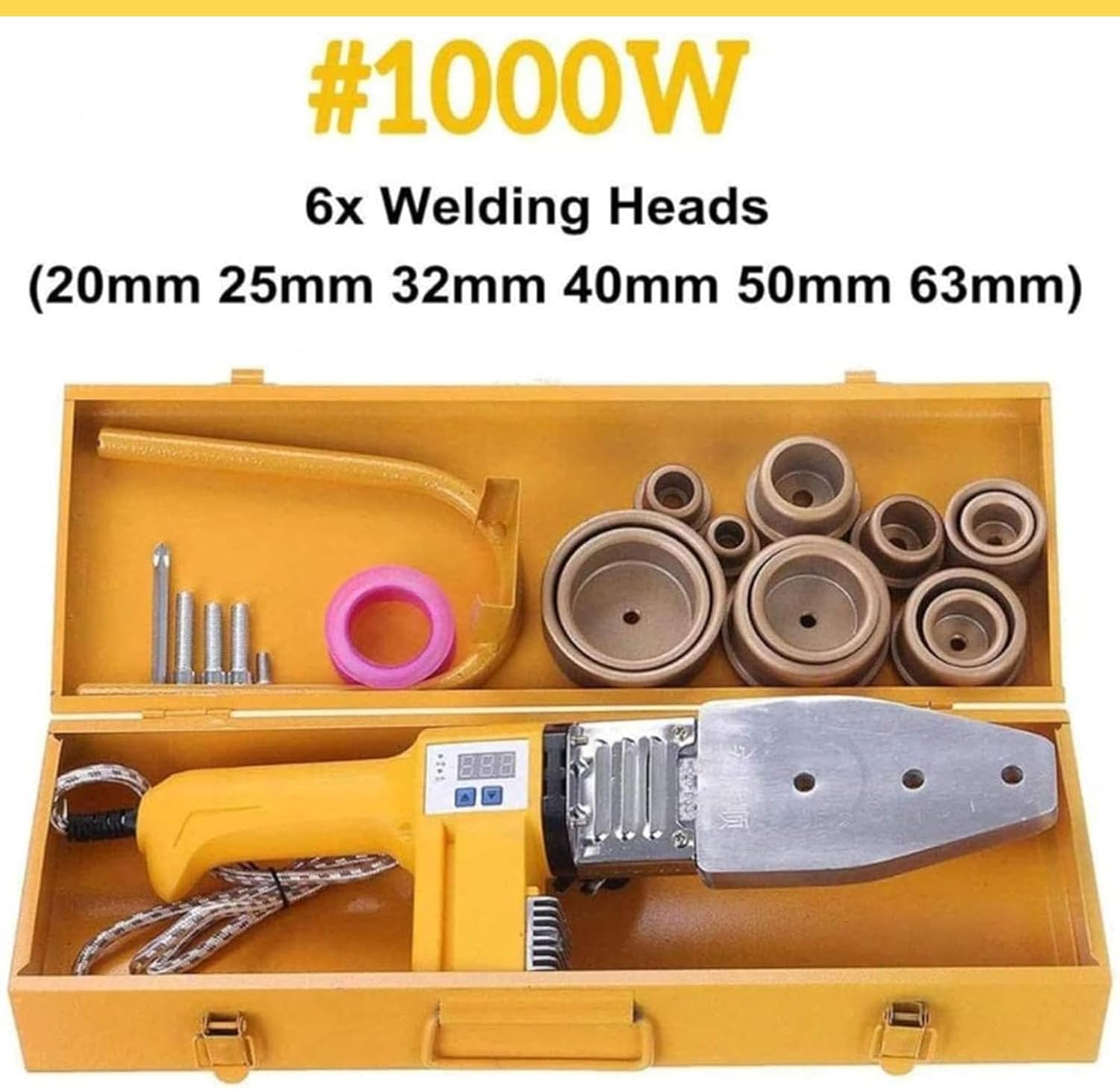 Plastic Pipe Welder Kit - Digital Temp Control 0-320℃, PPR/PE/PB Welding Tool for 20-50mm Pipes, Complete Pipefitter Tool Set with Durable Iron Case