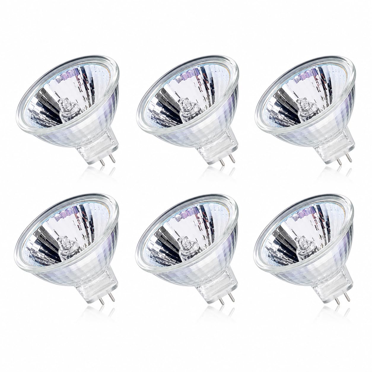 6 Pack MR16 2-Pin Halogen Light Bulb, 12V 50W GU5.3 Dimmable Spotlight Bulb